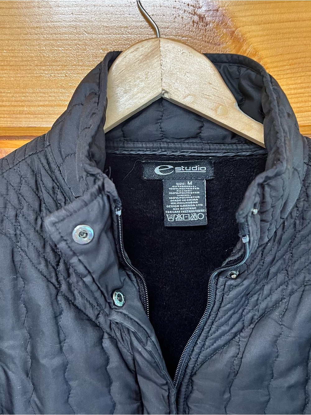 Warm E Studio Fleece Lined Quilted Full Zip Black Fur Lined Jacket M - Picture 2 of 5